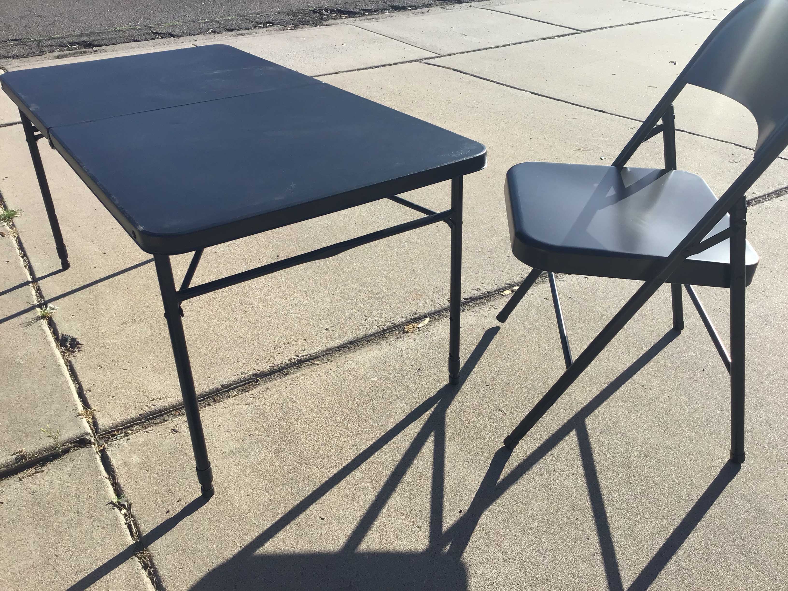 4 foot rectangle tables (adjustable height; black)