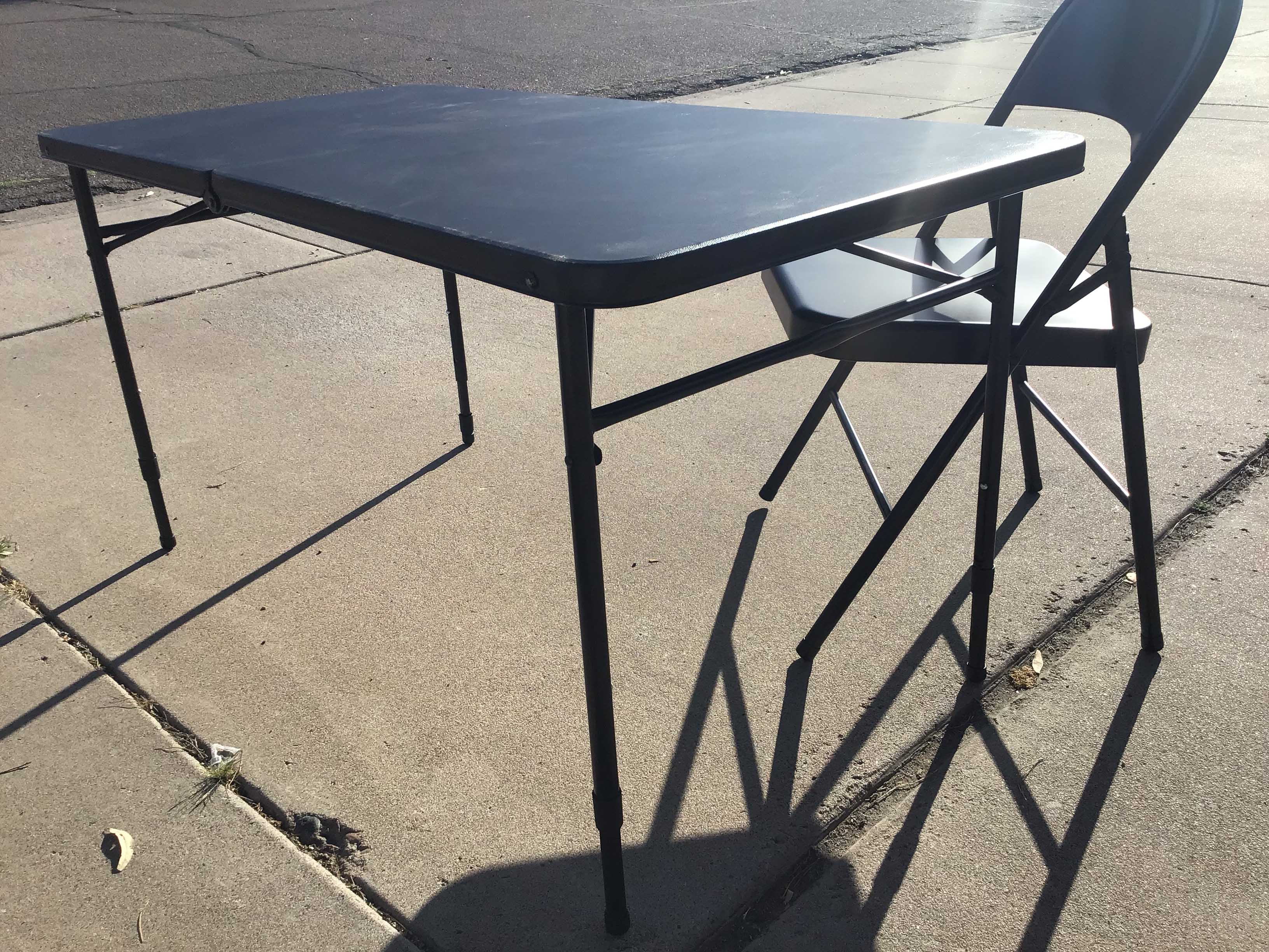 4 foot rectangle tables (adjustable height; black)