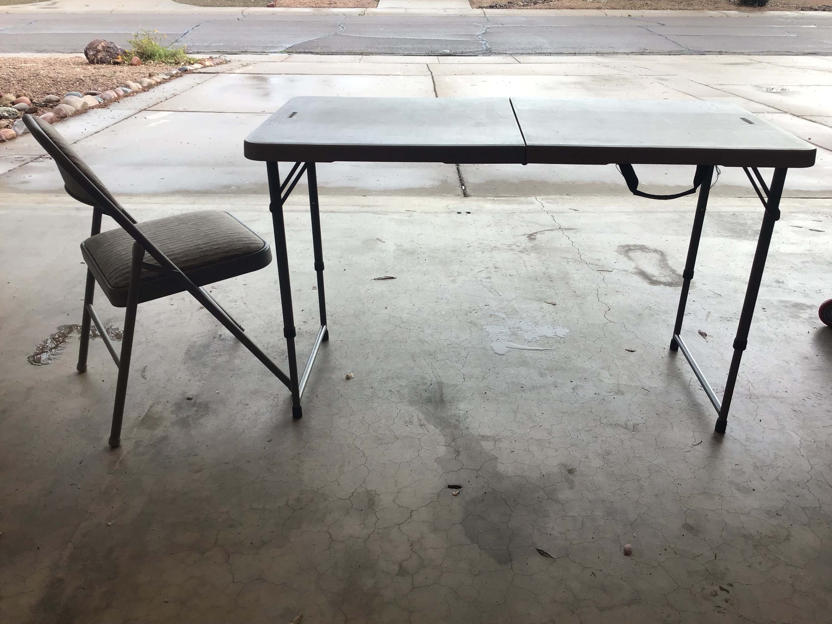 4 foot rectangle tables (adjustable, 4 heights; Lifetime)