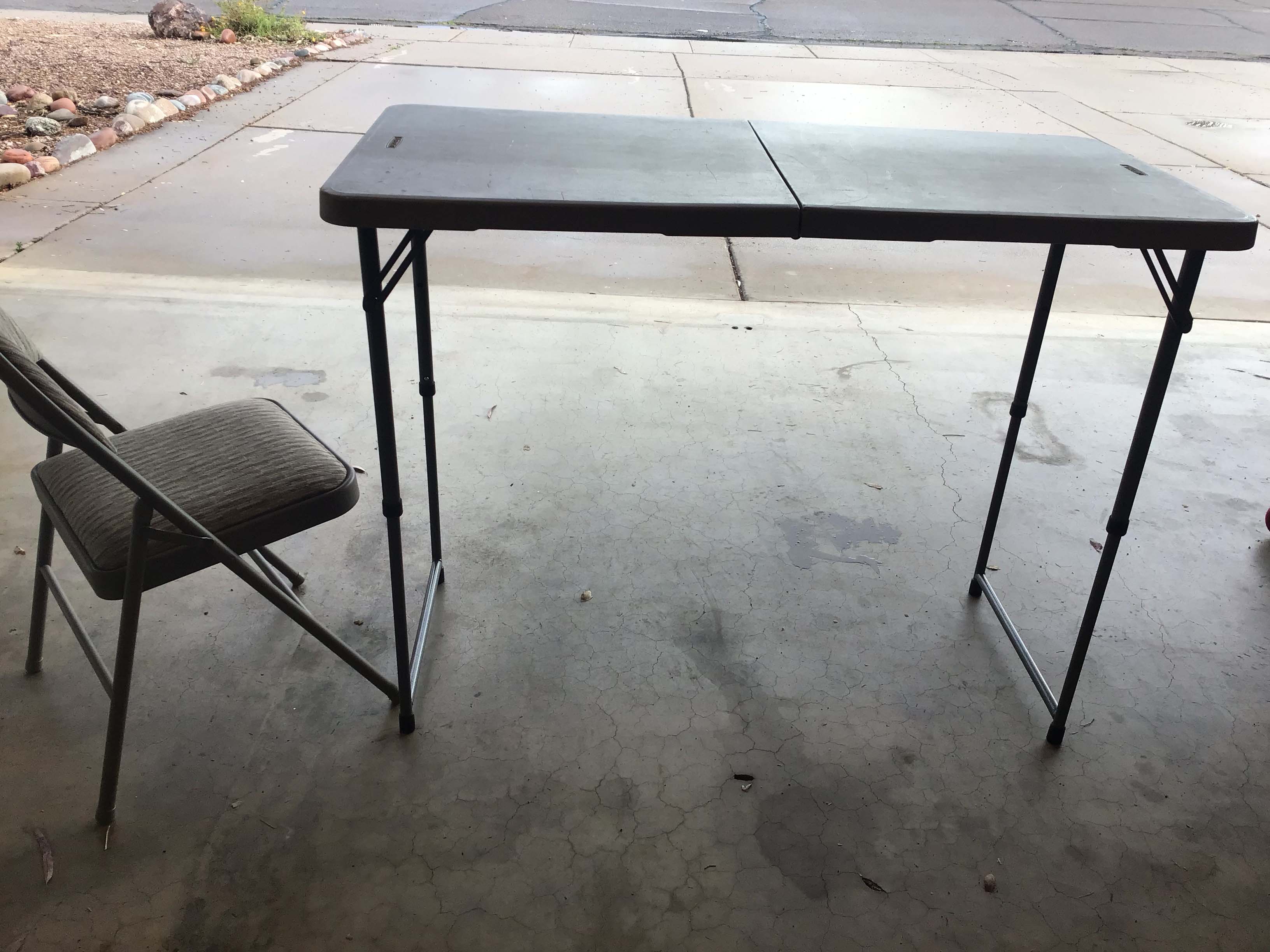 4 foot rectangle tables (adjustable, 4 heights; Lifetime)