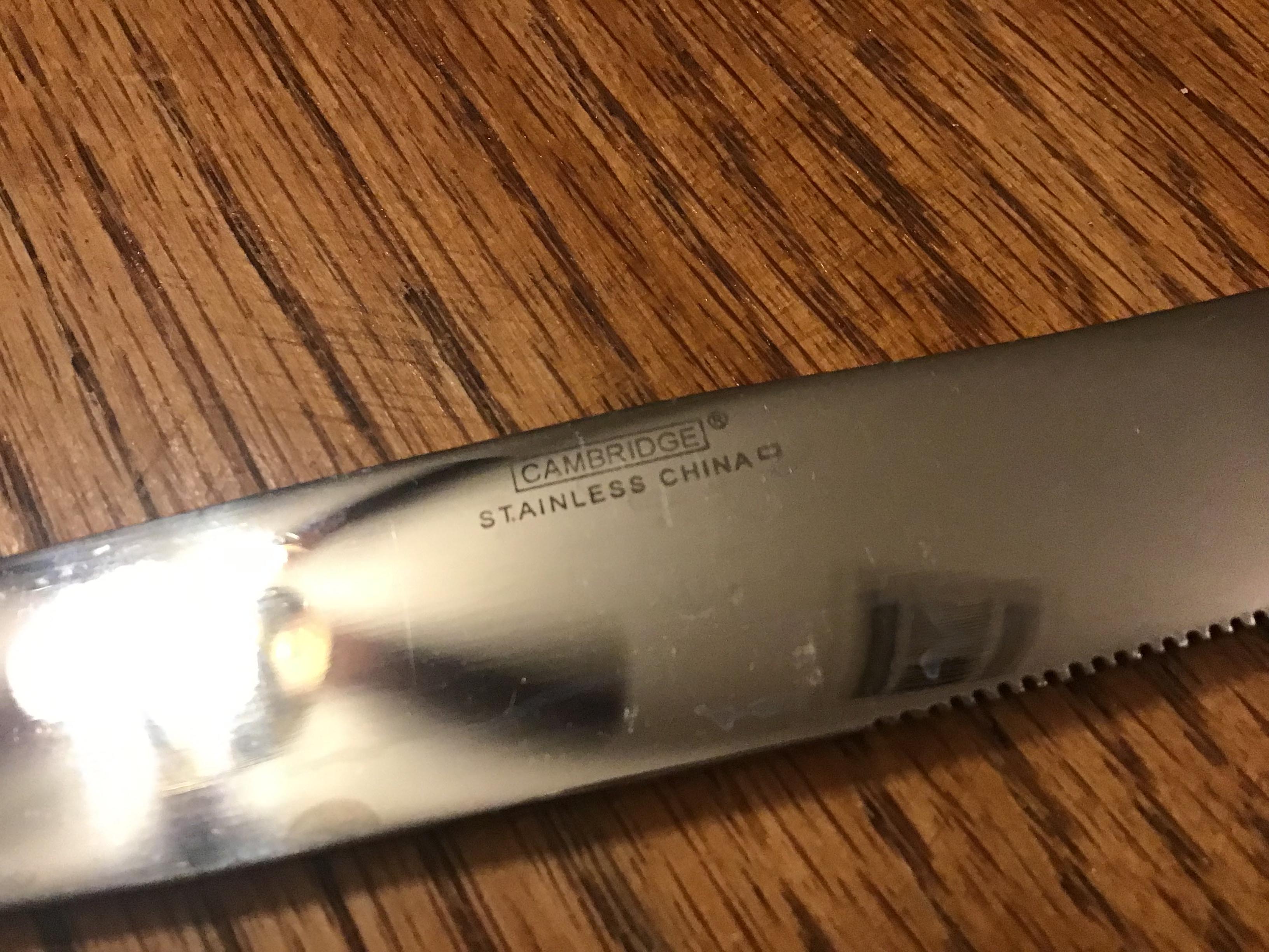 dinner knives (stainless steel, Cambridge, ridged handle)