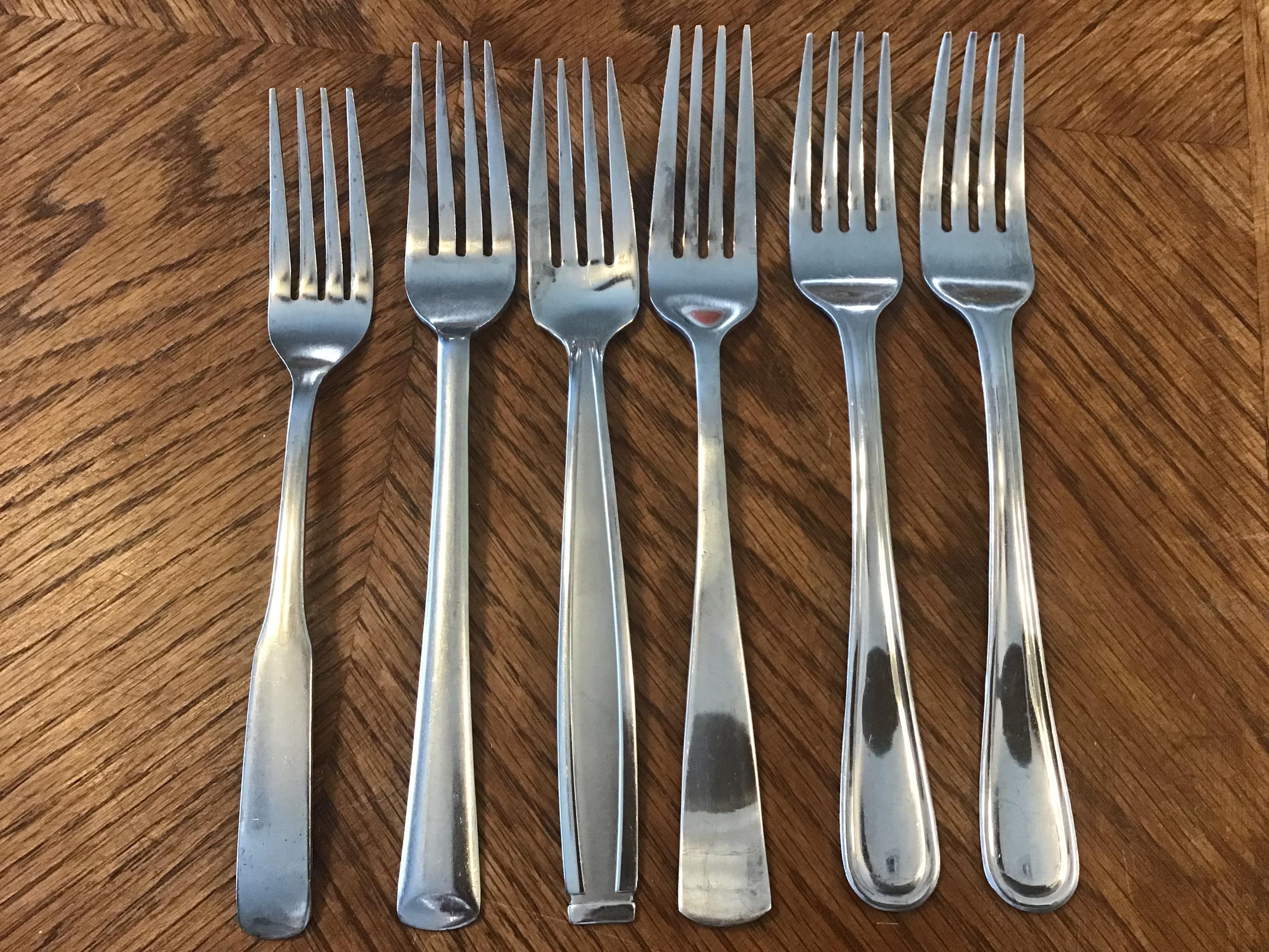 dinner forks (stainless steel, various styles)