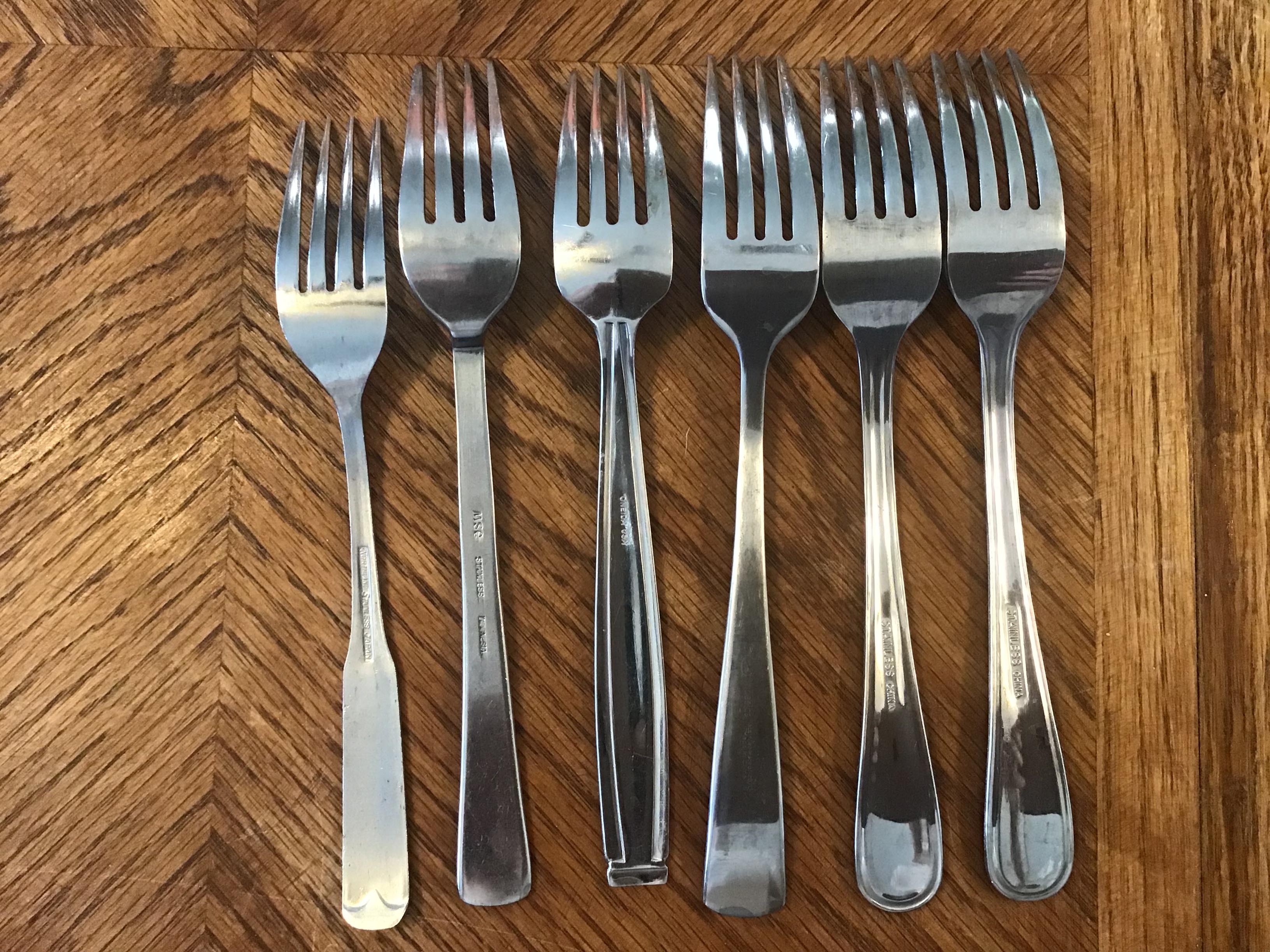 dinner forks (stainless steel, various styles)