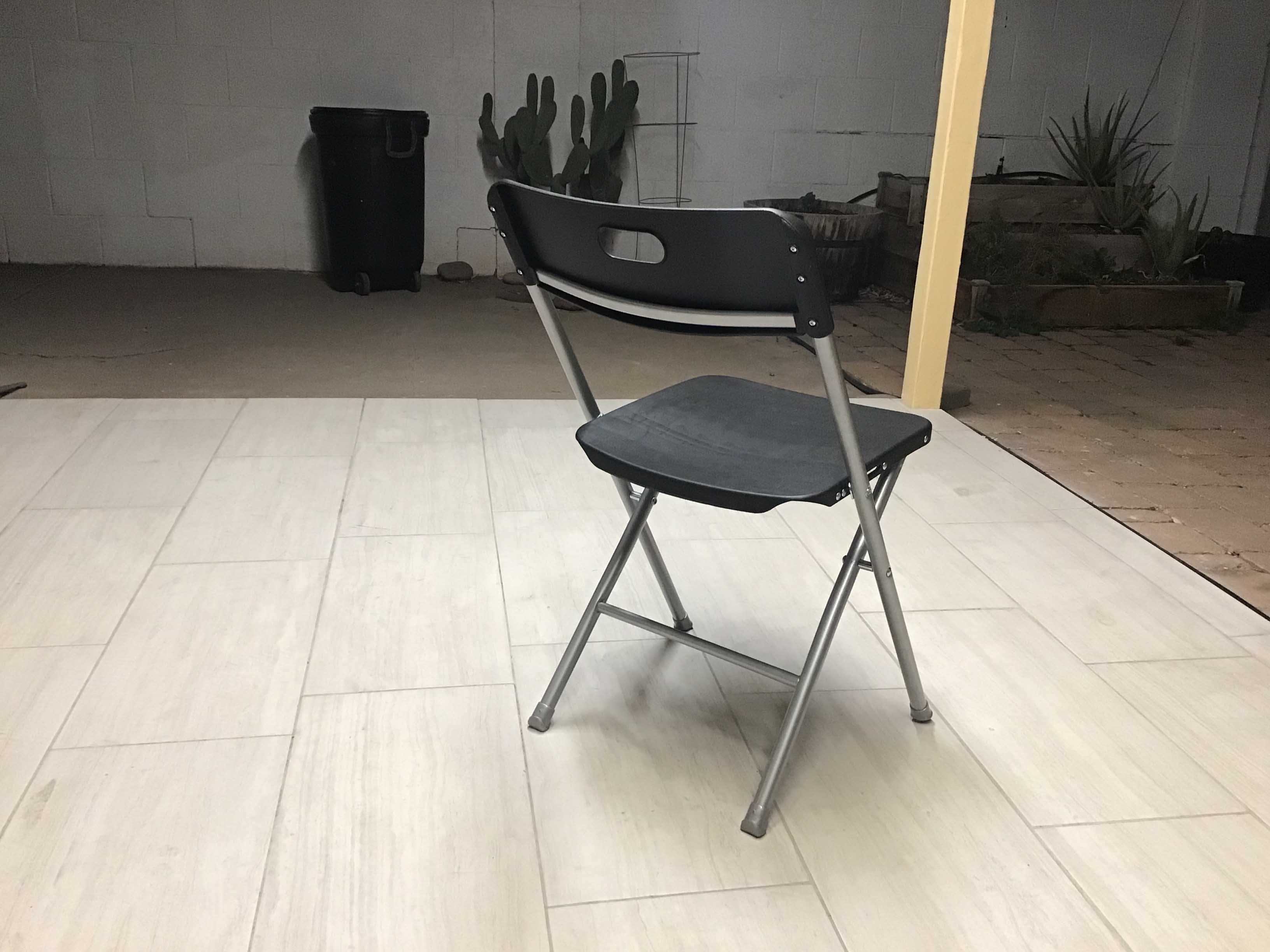 folding chairs (black plastic w/silver metal frame)