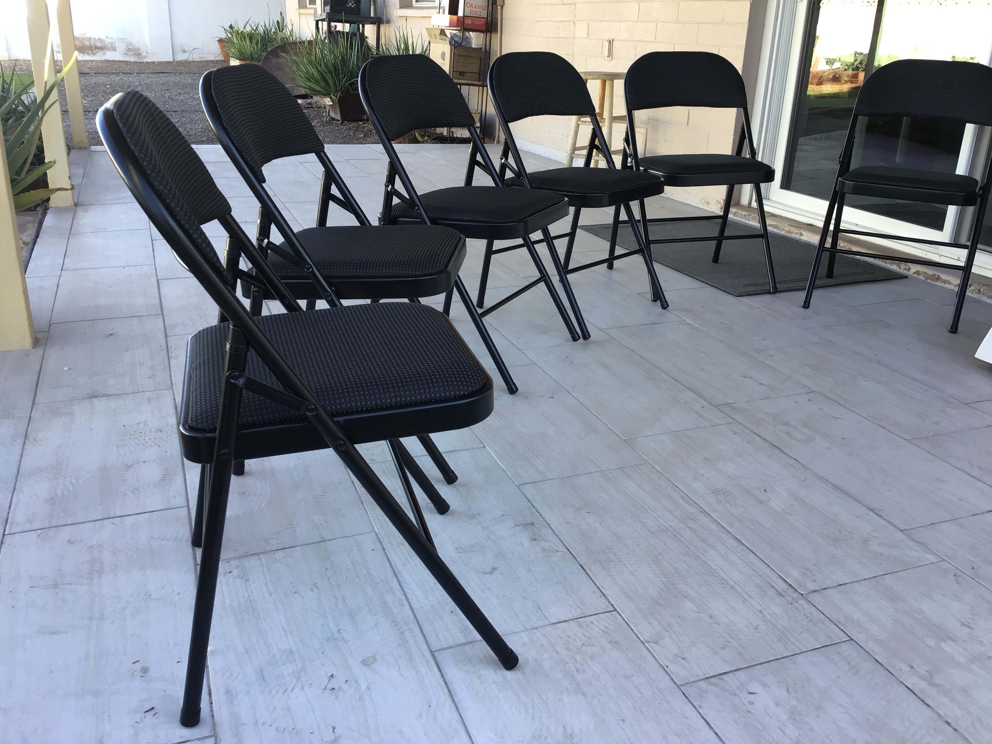 folding chairs (premium, steel, black, padded)