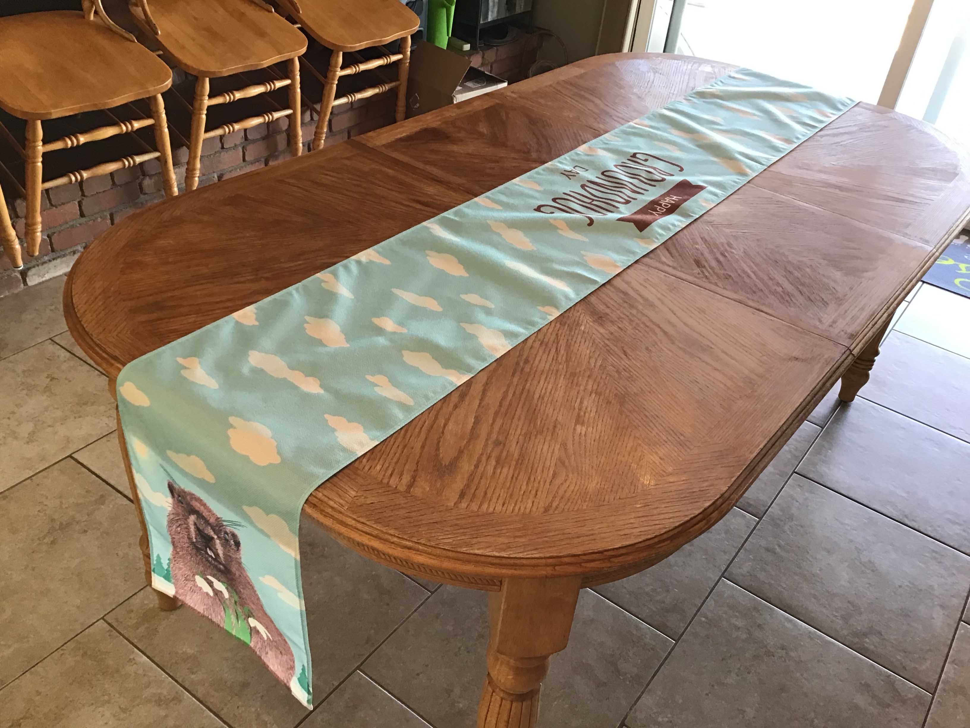 table runners (Happy Groundhog Day) - 13 x 108