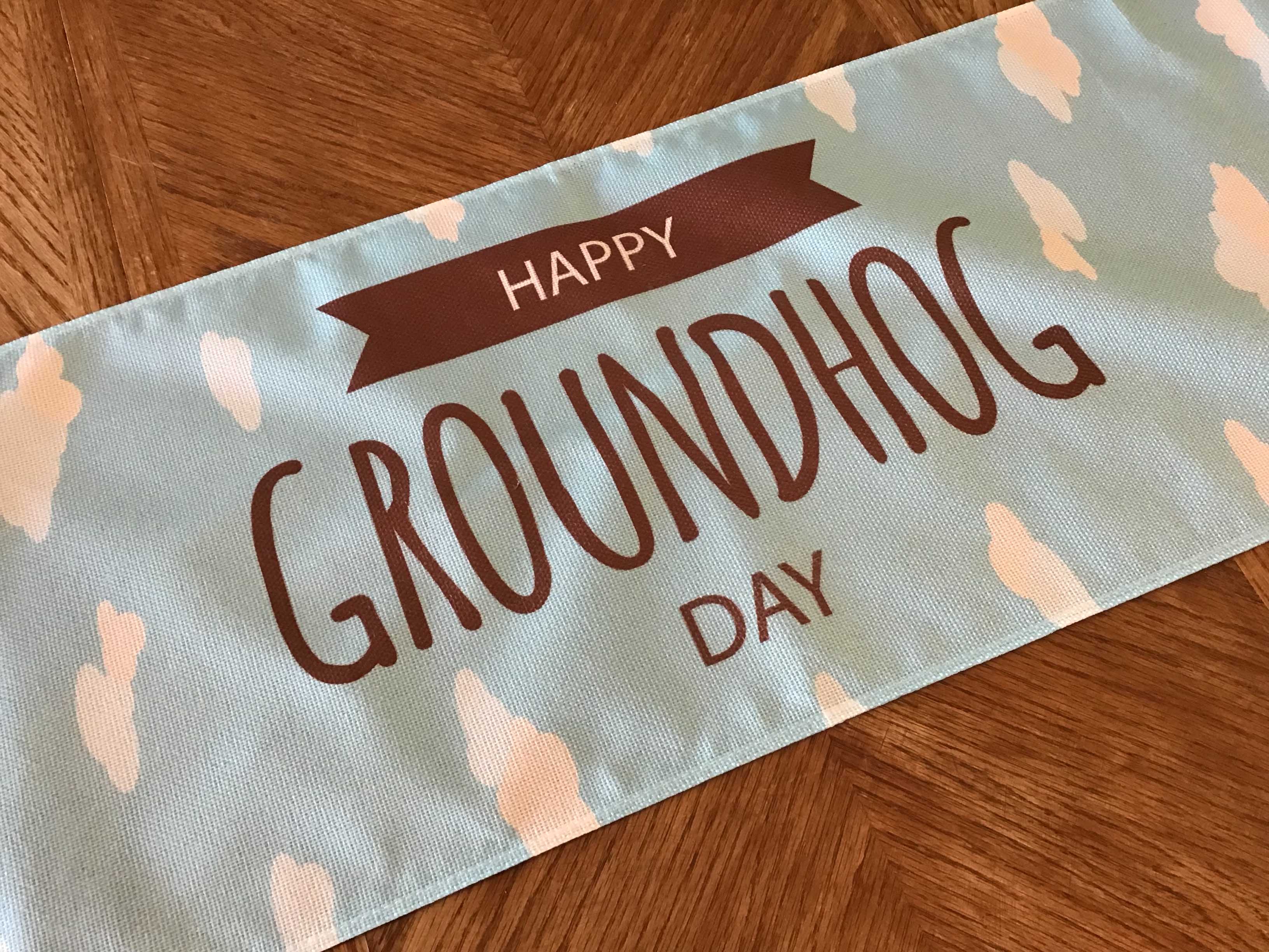 table runners (Happy Groundhog Day) - 13 x 108