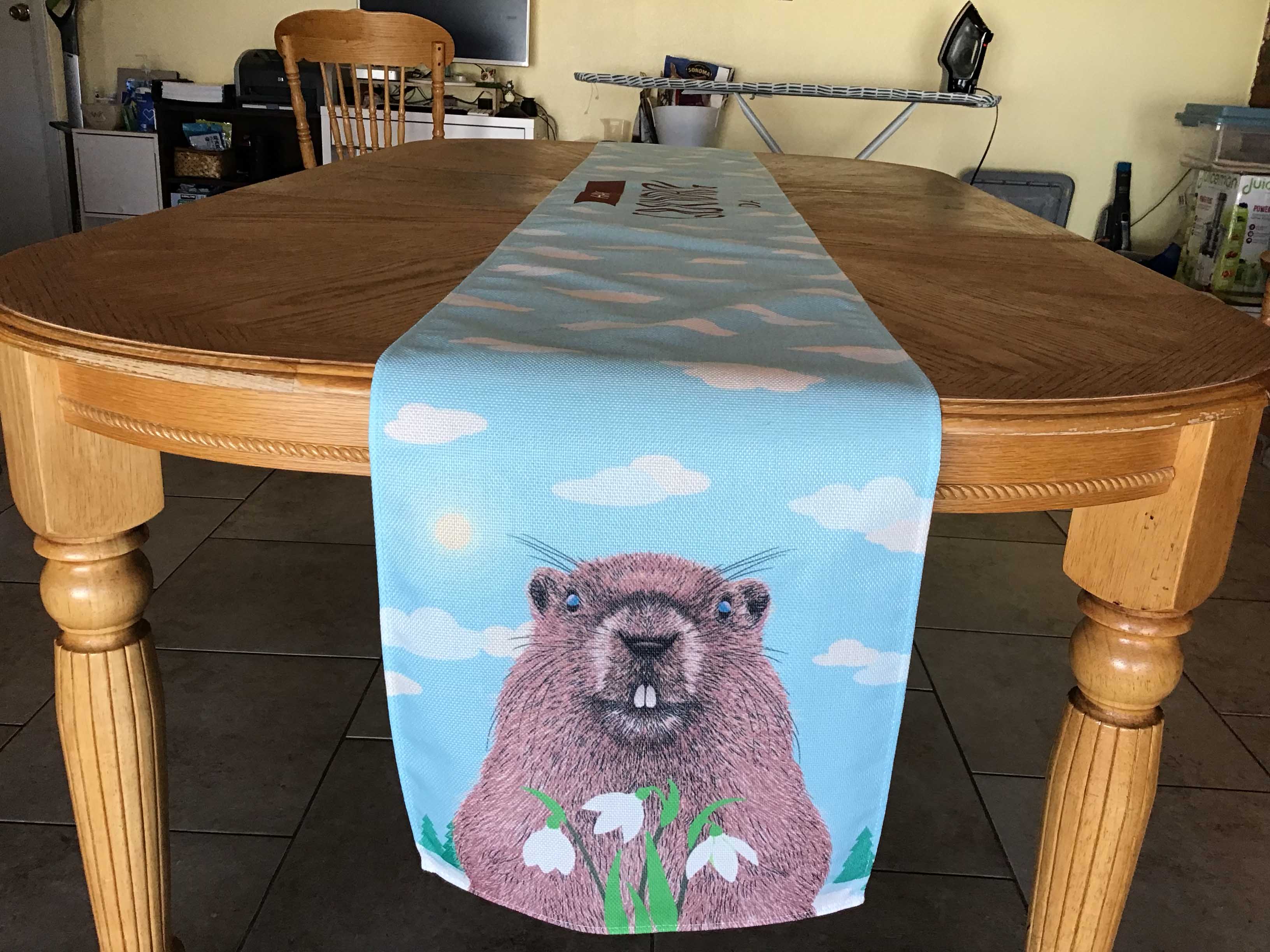 table runners (Happy Groundhog Day) - 13 x 108