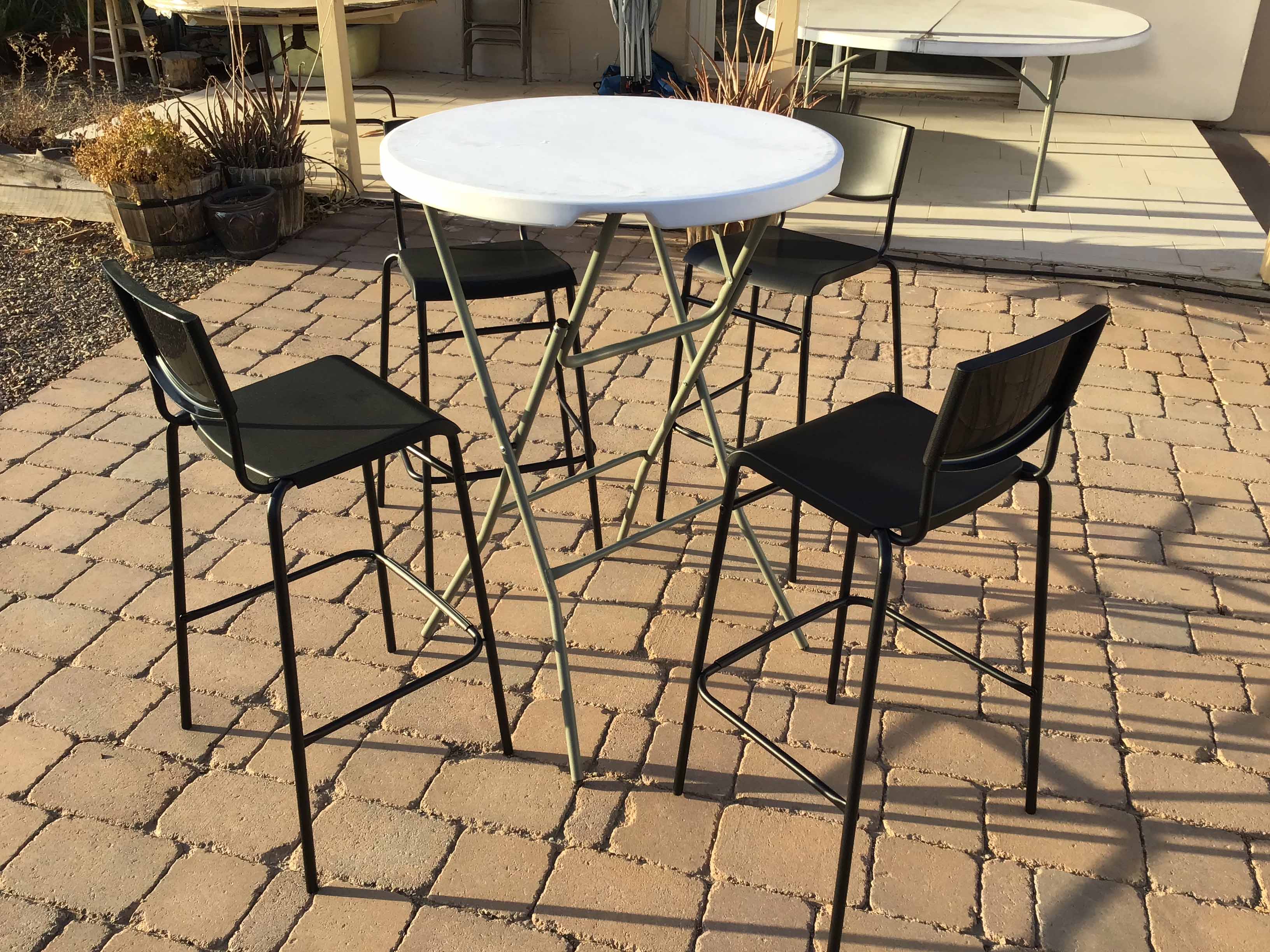 bar stools (steel/plastic, black, with backrest) - 30 high