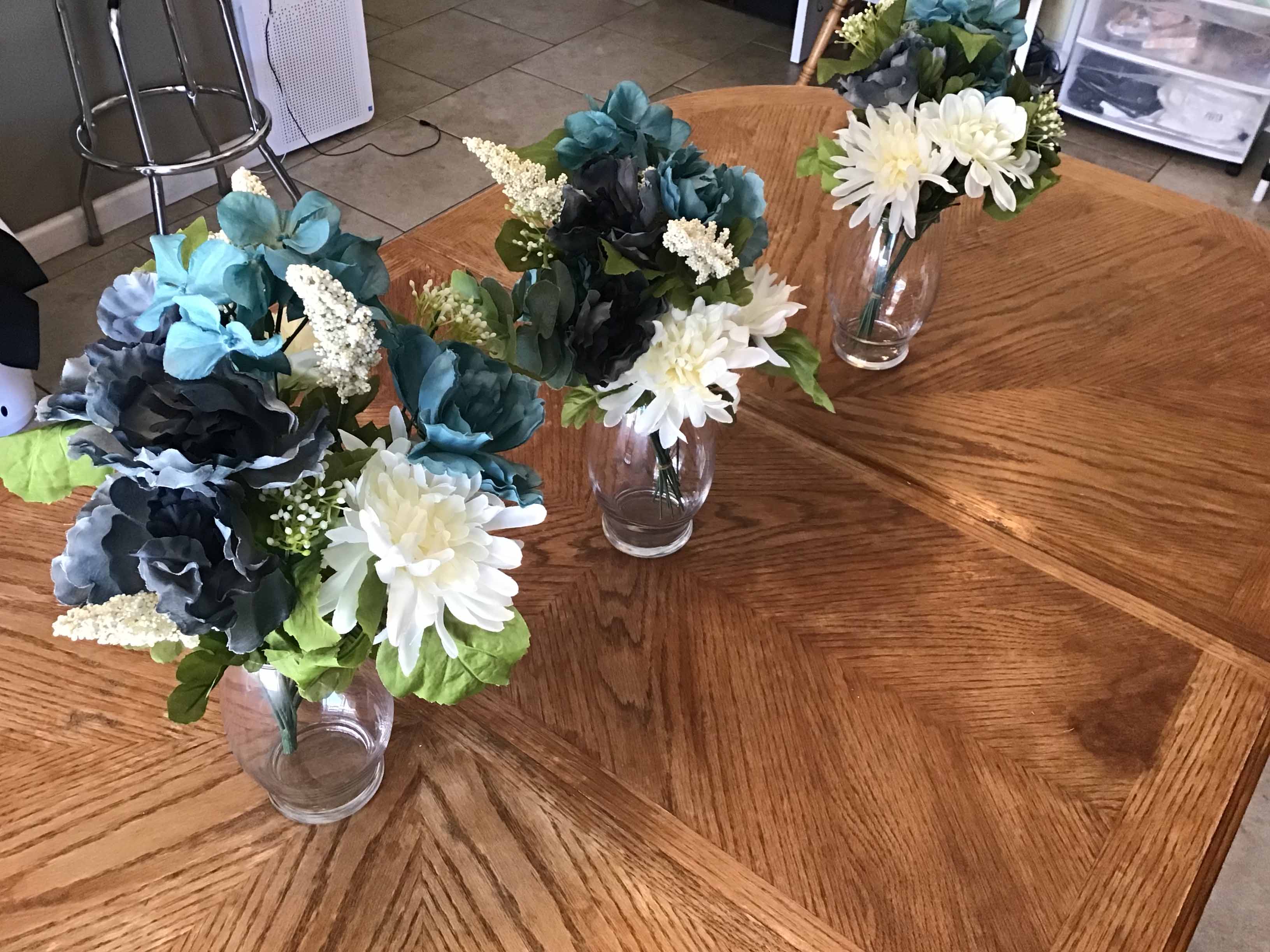 box of plastic/silk flowers