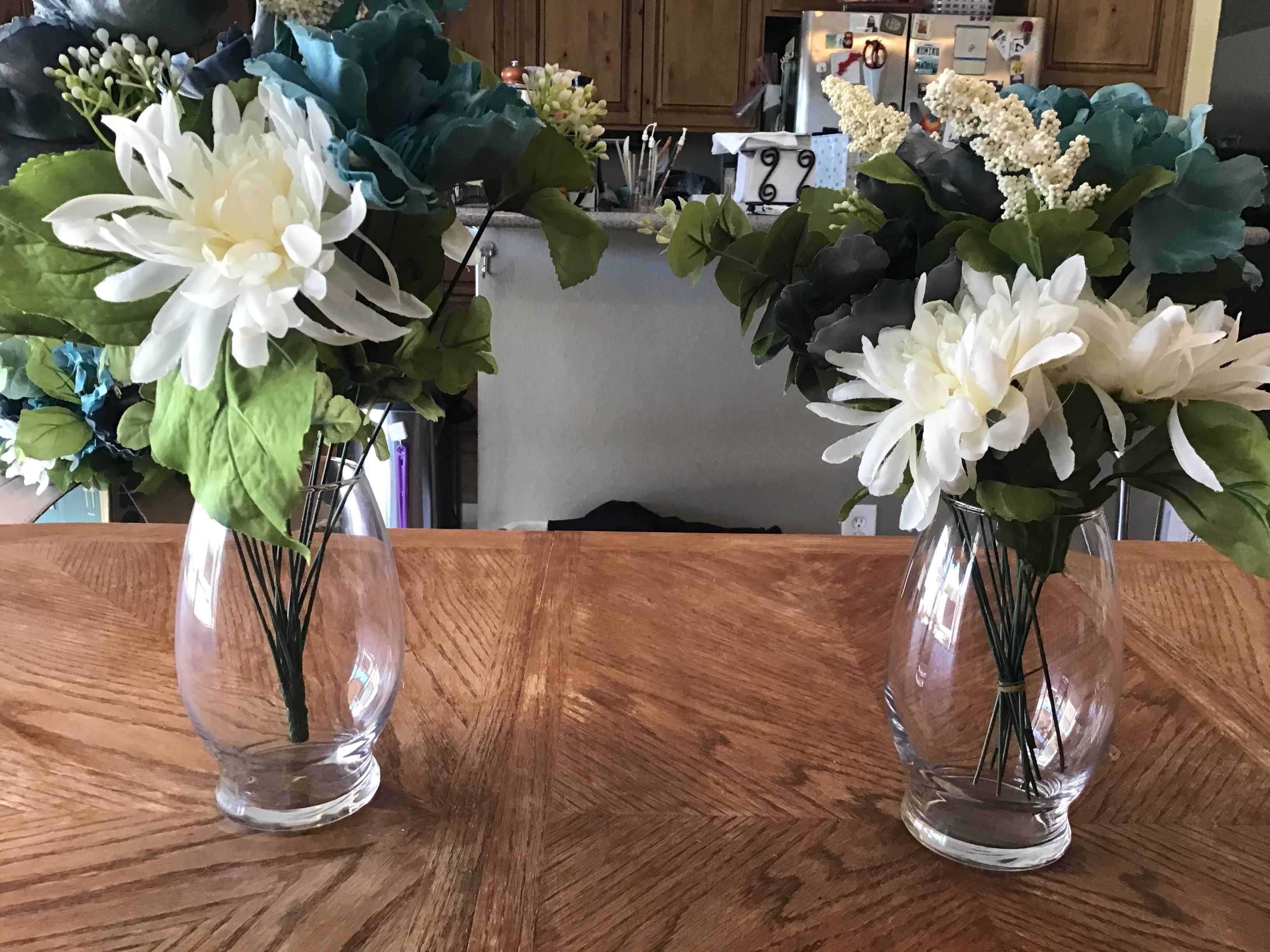 box of plastic/silk flowers