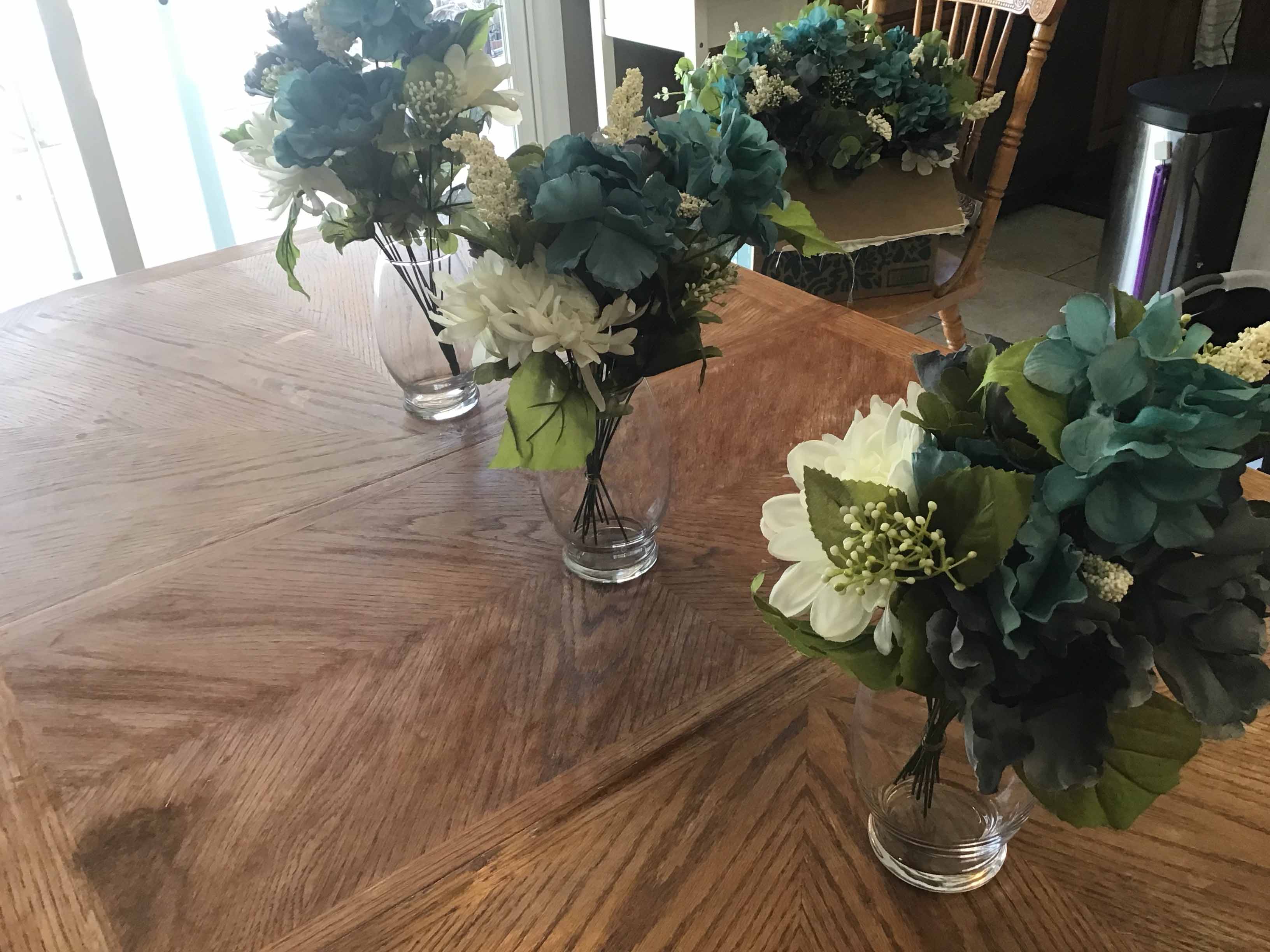 box of plastic/silk flowers