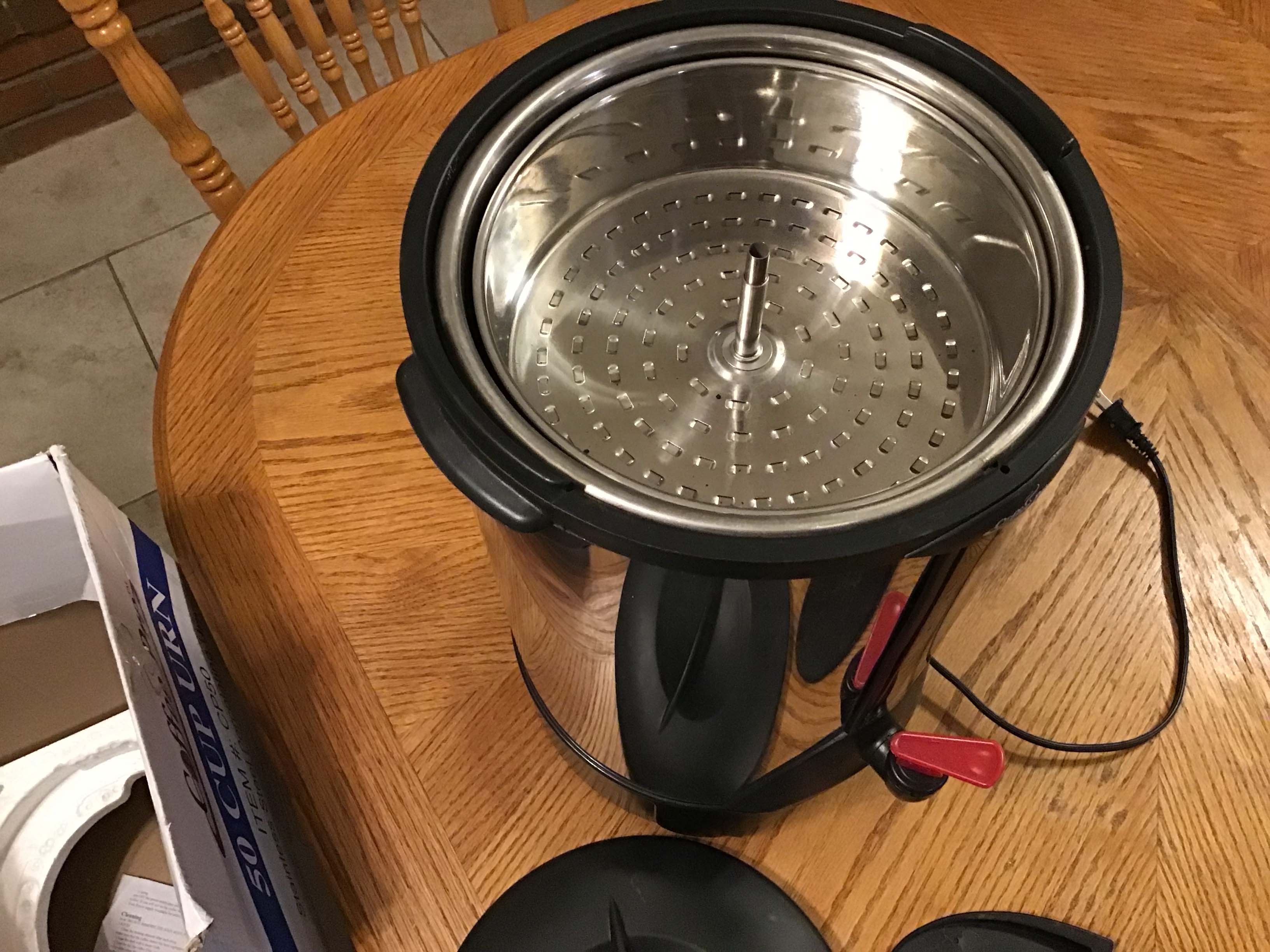 50-cup steel percolating coffee urn