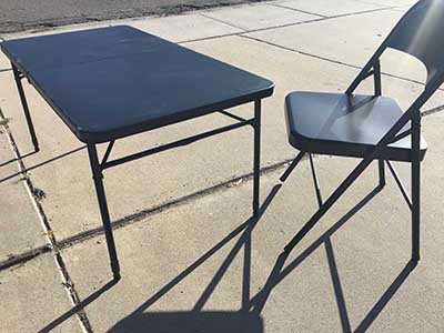 4 foot rectangle tables (adjustable, 3 heights; black)