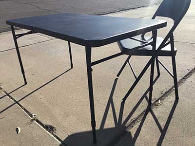 4 foot rectangle tables (adjustable, 3 heights; black)