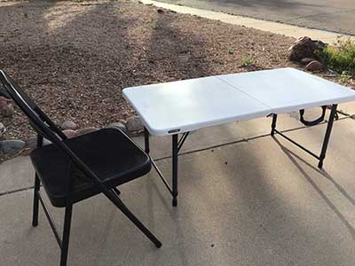 4 foot rectangle tables (adjustable height; white)