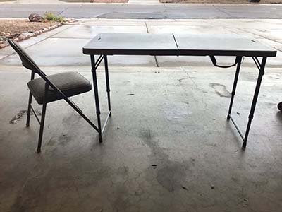 4 foot rectangle tables (adjustable height; gray)