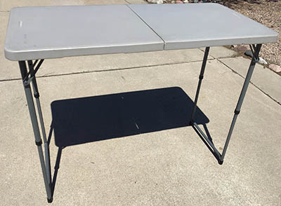 4 foot rectangle tables (adjustable height; gray)