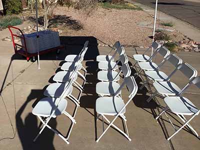 folding chairs (plastic/steel, white)