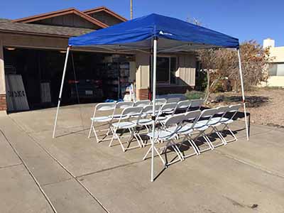 folding chairs (plastic/steel, white)