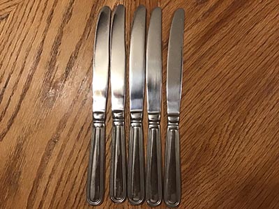 dinner knives (stainless steel, Cambridge, ridged handle)