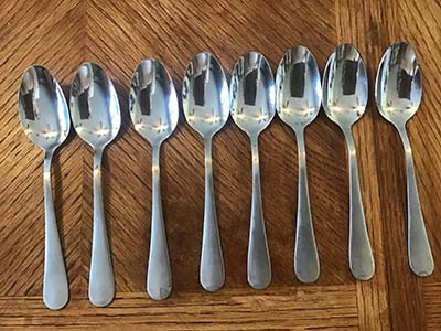 dinner spoons (stainless steel, Mikasa)