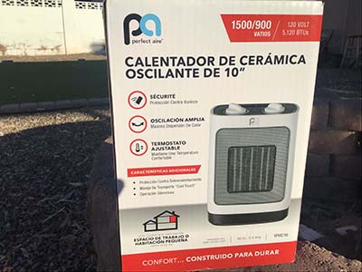 10 oscillating ceramic heater (Perfect Aire)