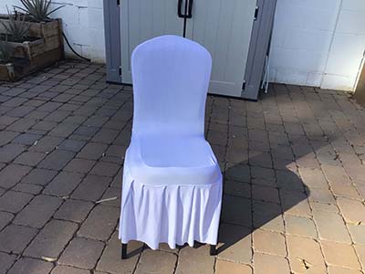 ruffle pleated skirt banquet spandex chair cover (white)