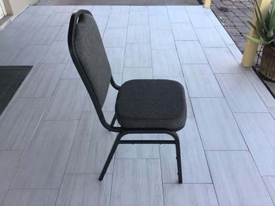 banquet chairs (premium crown back w/padded seats/backs, charcoal grey fabric)