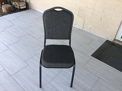 banquet chairs (premium crown back w/padded seats/backs, charcoal grey fabric)