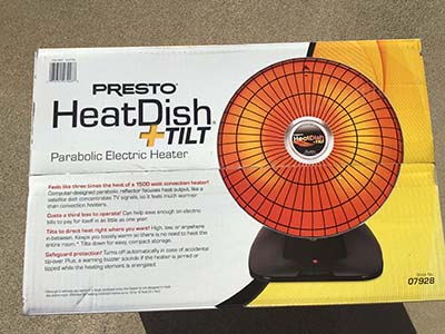 parabolic electric heater (Presto HeatDish +Tilt)