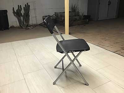 folding chairs (black plastic w/silver metal frame)