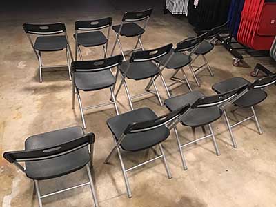 folding chairs (black plastic w/silver metal frame)