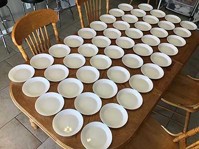 glass salad plates (white, Otfast) - 7 1/2”
