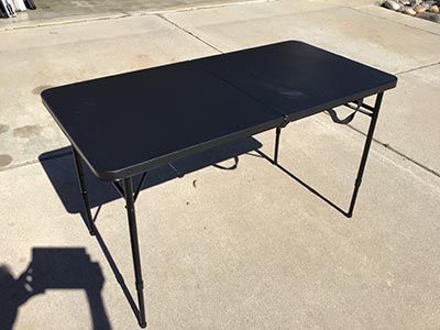 4 foot rectangle tables (adjustable height; black)