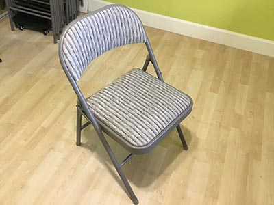 folding chairs (steel, gray, padded)