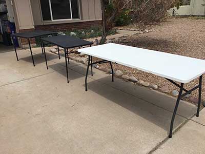34 inch square fold-in-half tables