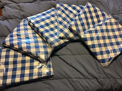 round tablecloths (white/blue buffalo plaid checkered gingham) - 108