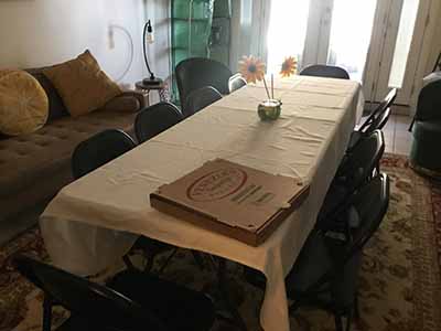table for guests to eat at