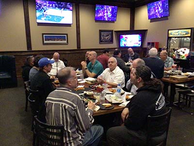 men at Guys Night Out event at Barro's Pizza