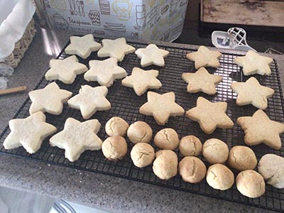 sugar cookies, on drying tray, unfrosted