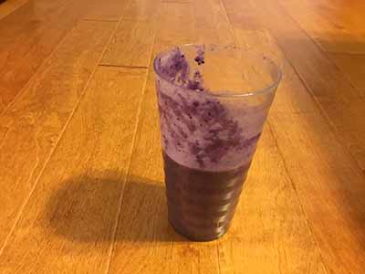 blueberry pina colada in glass
