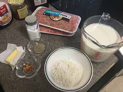 ingredients for making sausage and buscuits