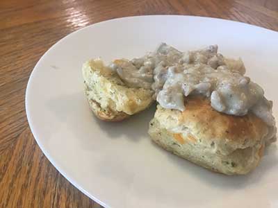making biscuits and gravy