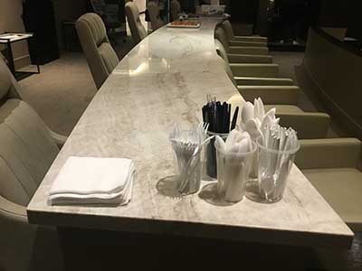 plastic utensils on table in theater