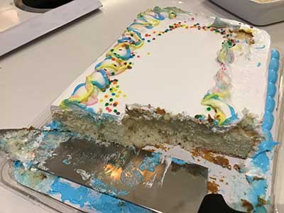 cake with slices removed