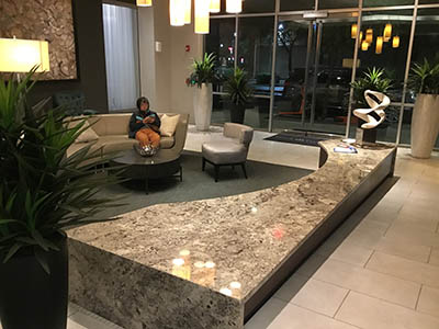 Kumiko sitting in lobby