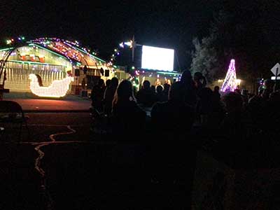 crowd at Christmas lights show