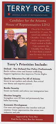 candidate Terry Roe flyer (back)