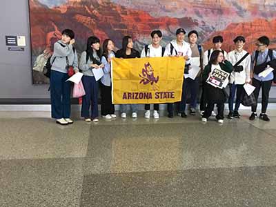 Japanese students at airport